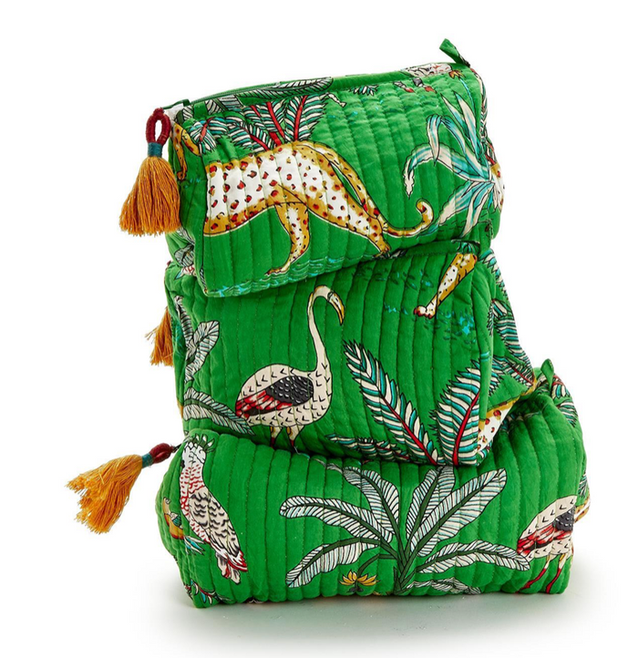 Two's Company Hand Block Printed Pouch