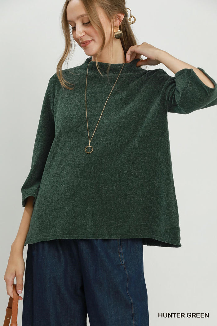 Umgee Mock Neck Dolman Sleeve Top