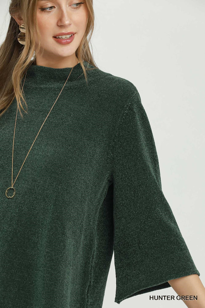 Umgee Mock Neck Dolman Sleeve Top