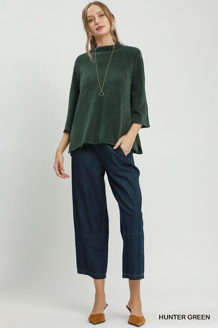 Umgee Mock Neck Dolman Sleeve Top