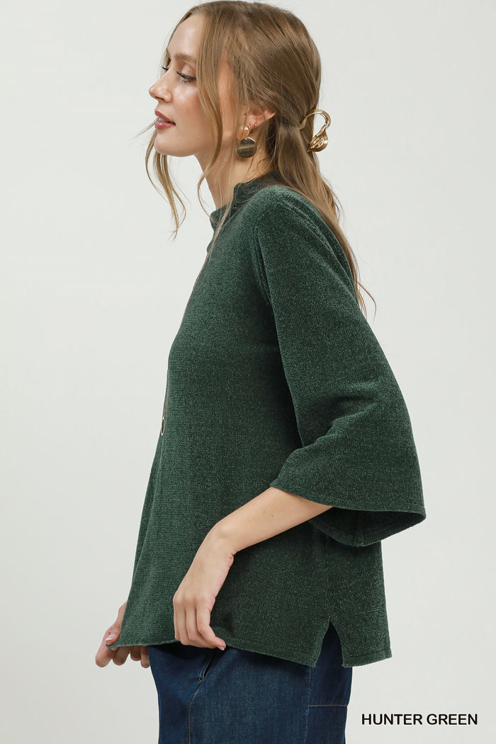 Umgee Mock Neck Dolman Sleeve Top