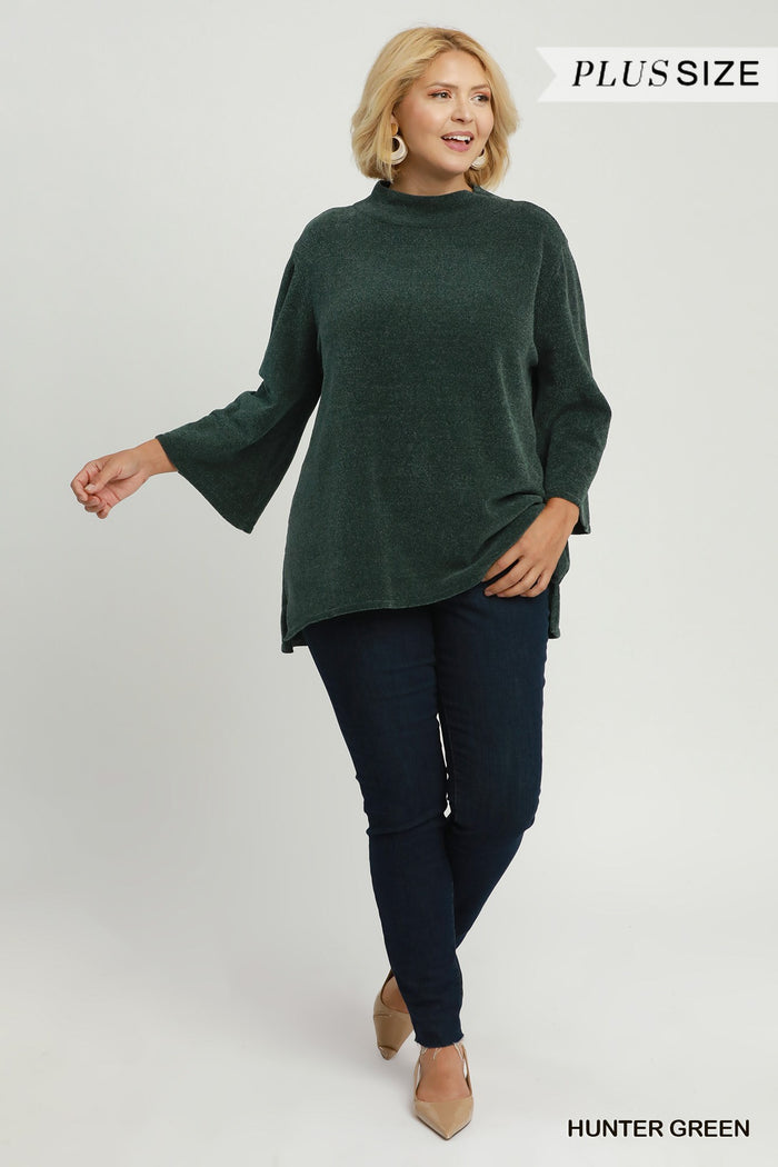 Umgee Mock Neck Dolman Sleeve Top