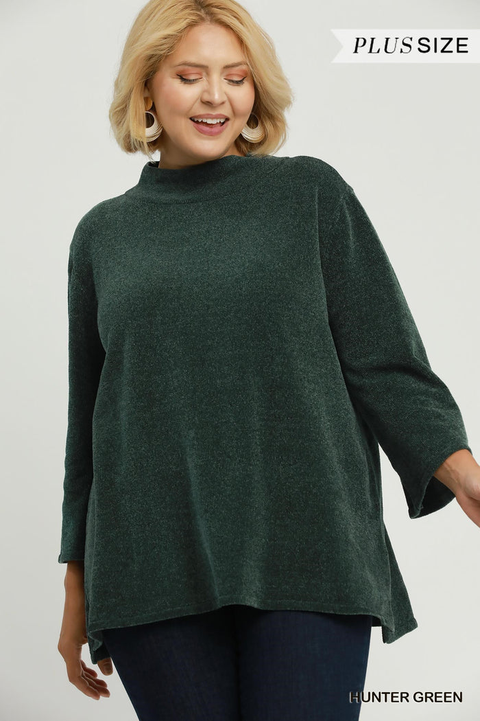 Umgee Mock Neck Dolman Sleeve Top