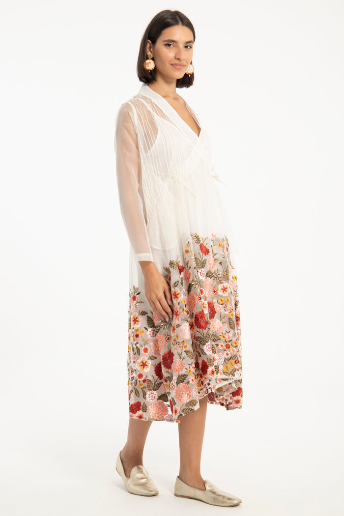 Wadad Silk Embroidered Wrap Dress