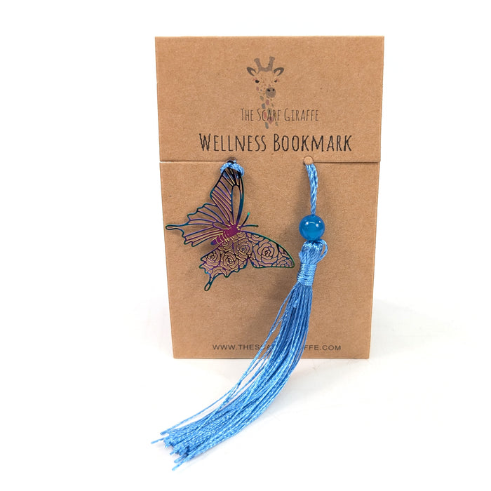 Wellness Bookmark - Blue Agate Butterfly