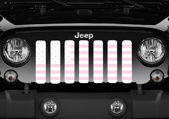 White & Baby Pink American Flag Grille Insert