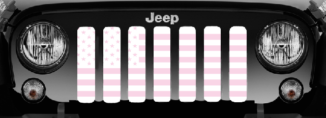 White & Baby Pink American Flag Grille Insert