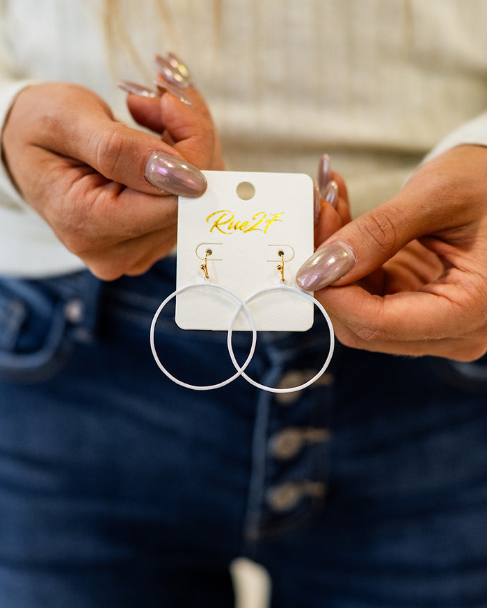 White Color Coated Hoop Earrings Trendy Wholesale