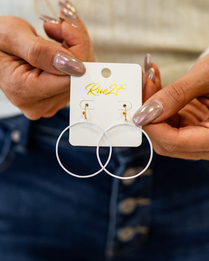 White Color Coated Hoop Earrings Trendy Wholesale
