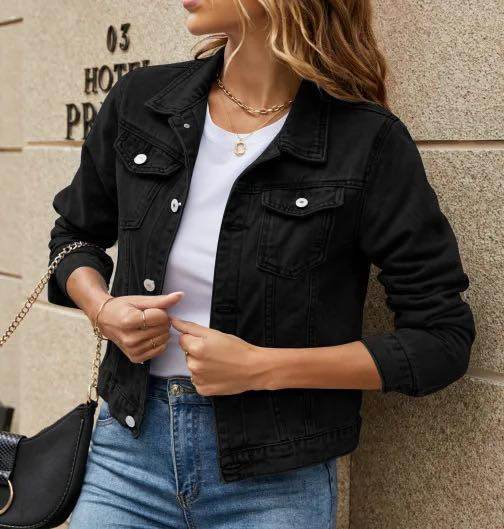 Women's Black Jeans Jacket - Dubai Offers Today