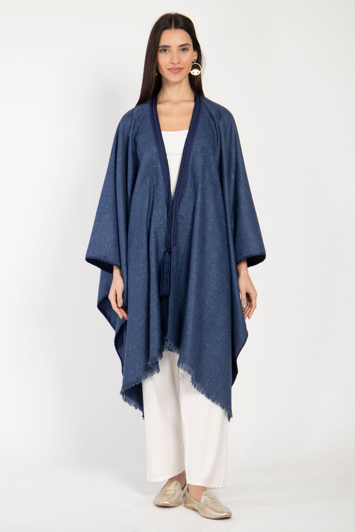 Wool Antic Blue Poncho