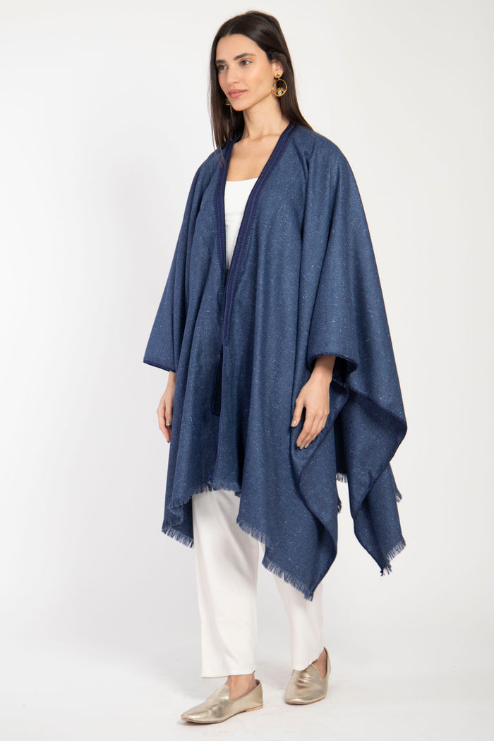 Wool Antic Blue Poncho