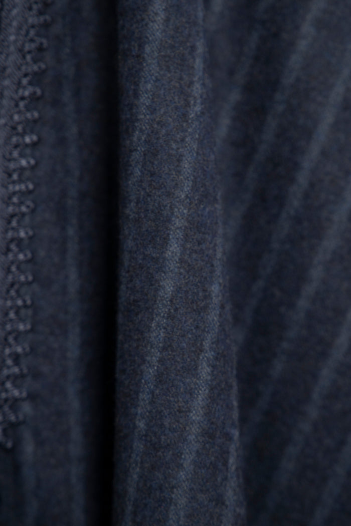 Wool & Cashmere Navy Striped Poncho