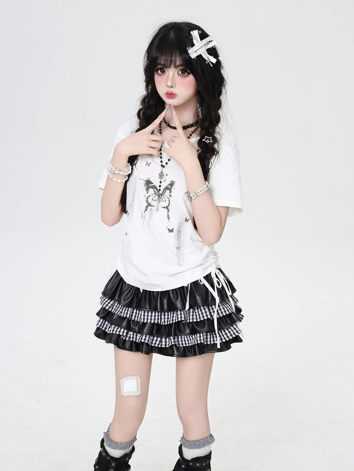 Y2K Butterfly Ruched T-Shirt