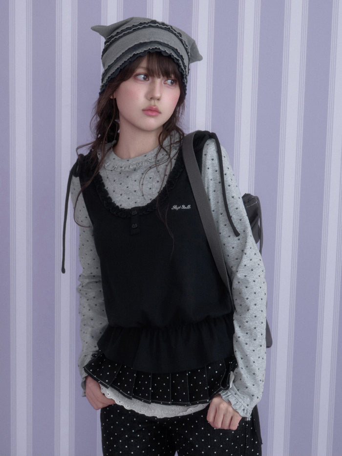 Y2K Ruffle Faux Two-Piece Top