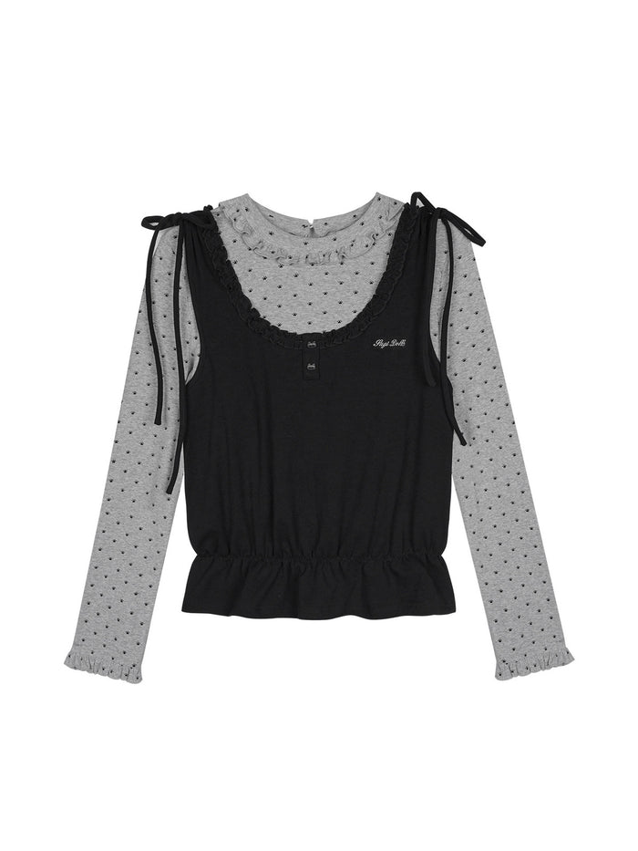 Y2K Ruffle Faux Two-Piece Top