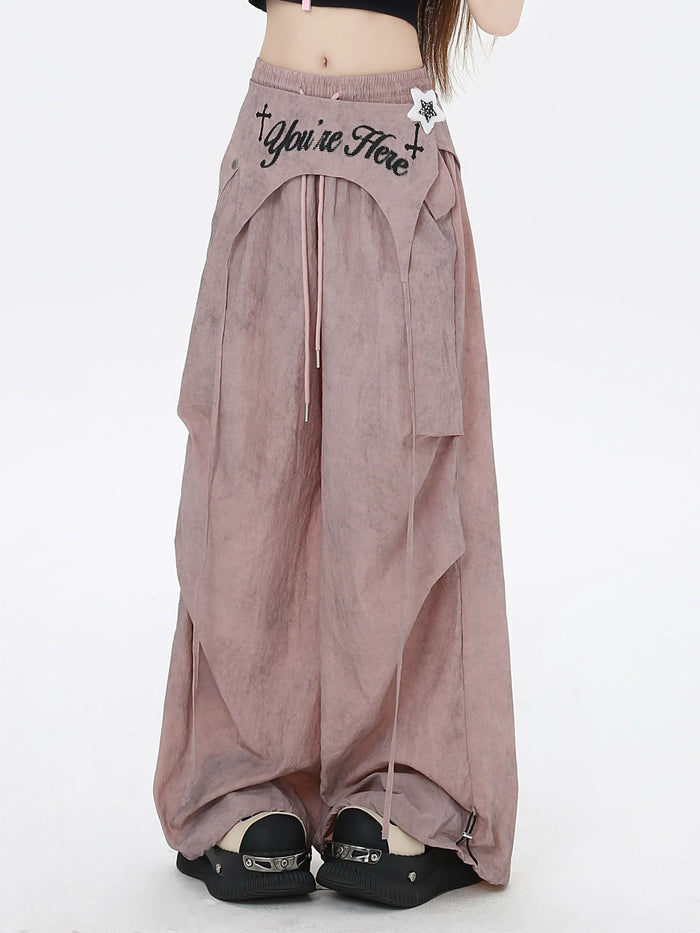 Y2K Wrap Panel Parachute Pants