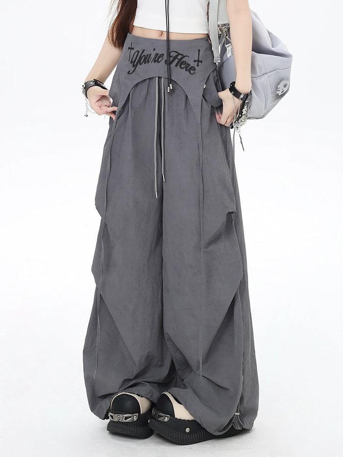 Y2K Wrap Panel Parachute Pants