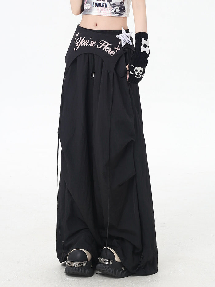 Y2K Wrap Panel Parachute Pants